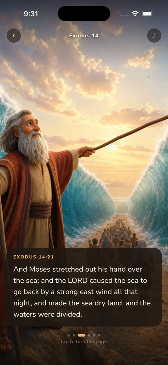 Moses stretching out his hand over the sea — Exodus 14
