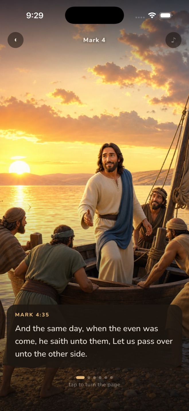 Jesus on the boat at evening — Mark 4